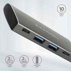 USB - HUB, 4 port, passzív, USB-C (10 Gbps) -> 2xUSB-A/2xUSB-C, Axagon HMC-4G2