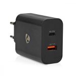   USB - USB töltő, hálózati, 1xUSB-C+1xUSB-A, 65W, PD/QC3.0, Nedis, fekete