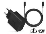   USB - USB töltő, hálózati, 1xUSB-C,  45W, +2m USB-C kábel, Samsung, fekete, ECO