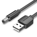   KÁBEL - Tápkábel - USB-A -> 5.5mm Jack, 1.0m, Vention, fekete