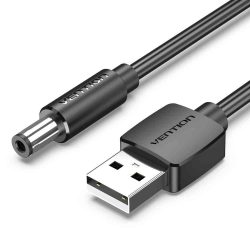 KÁBEL - Tápkábel - USB-A -> 5.5mm Jack, 1.0m, Vention, fekete