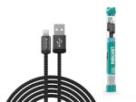   KÁBEL - USB 2.0 A-Lightning kábel, 1.0m, Devia Tube Gracious, szövet, fekete