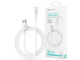 KÁBEL - USB 2.0 A-C kábel, 1.5m, Devia, fehér, 5A