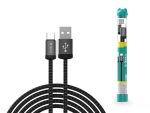   KÁBEL - USB 2.0 A-C kábel, 1.0m, Devia Tube Gracious, szövet, fekete, 2A